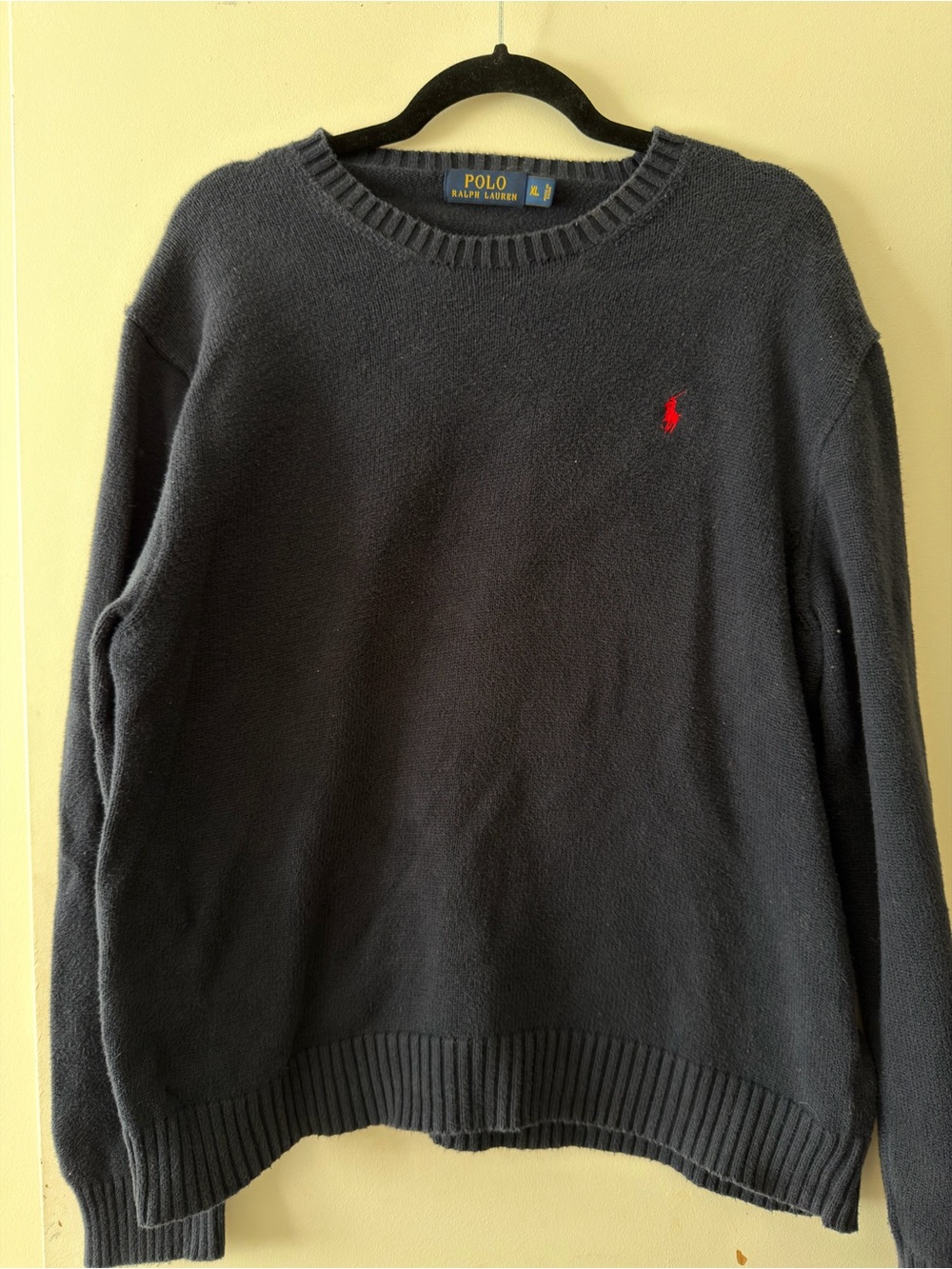 Polo by Ralph Lauren Black Crewneck Sweater with Red Pony